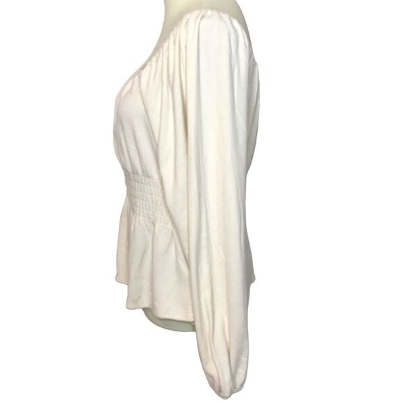MADEWELL Shirt Blouse Off The Shoulder Cream Elastic Waist Detail Knit Size M - Picture 5 of 10